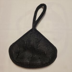 Jessica McClintok Black Beaded Wristlet Clutch